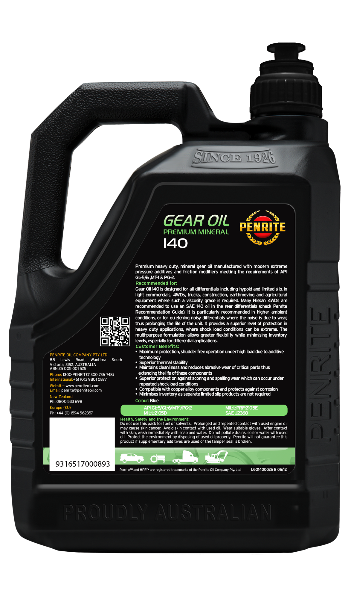 GEAR OIL 140 (Mineral) Penrite Oil